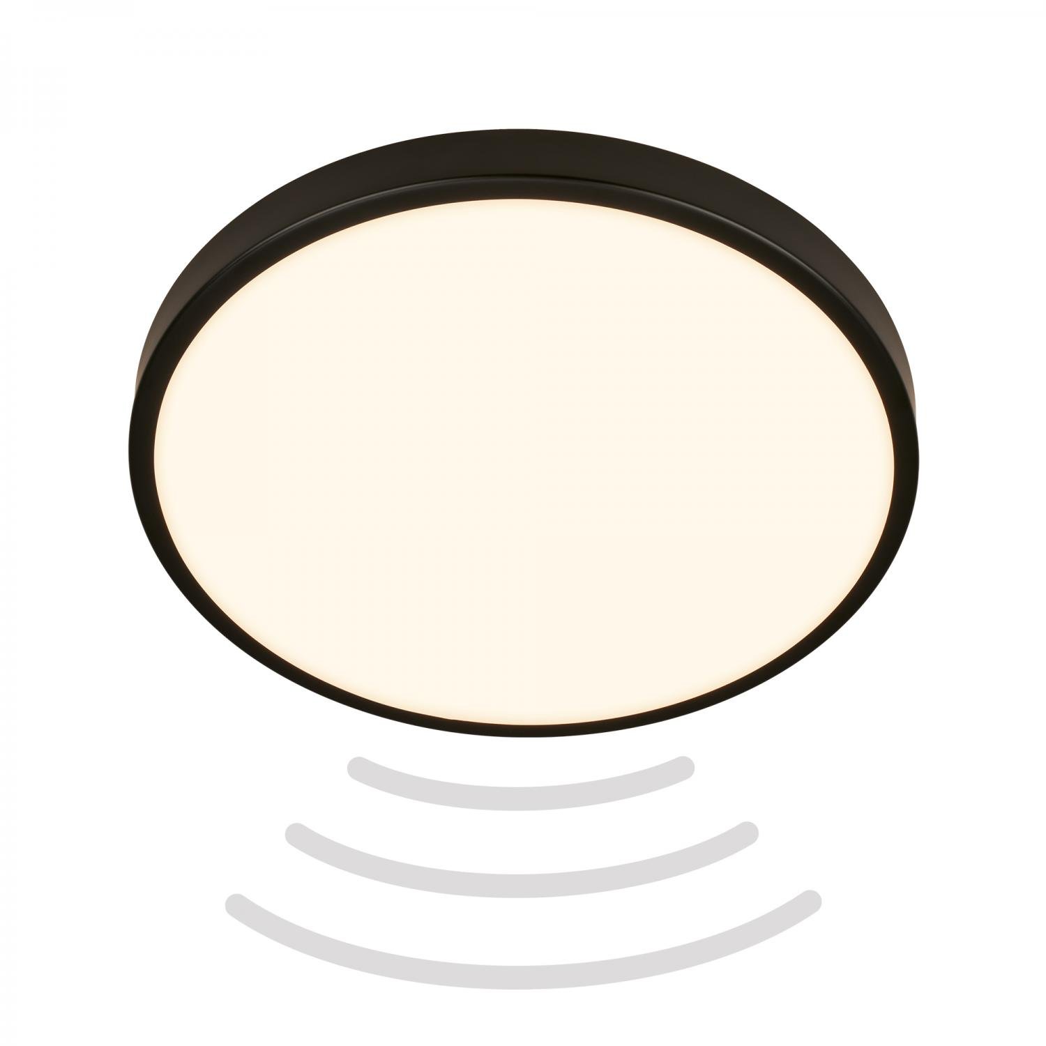 BRILO 3829015 Chet LED stropní svítidlo IP54, 3m dosah čidla, pohybové čidlo, černá - BRILO