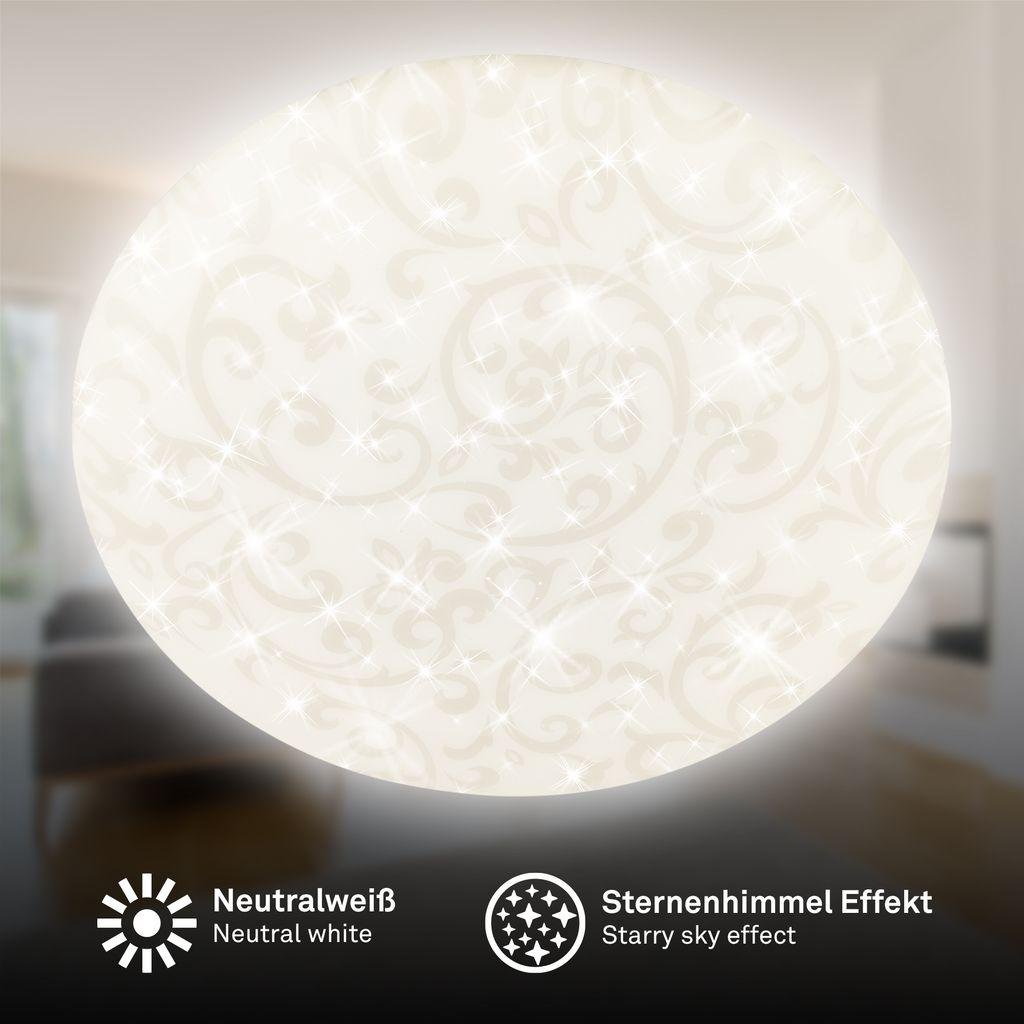 BRILO 3937016 Nebo stropní svítidlo pr.27,8 cm - 15W, 1800lm, LED, hvězdné nebe, neutrální bílá, bílé, květinový vzor - BRILO (obrázek 3)