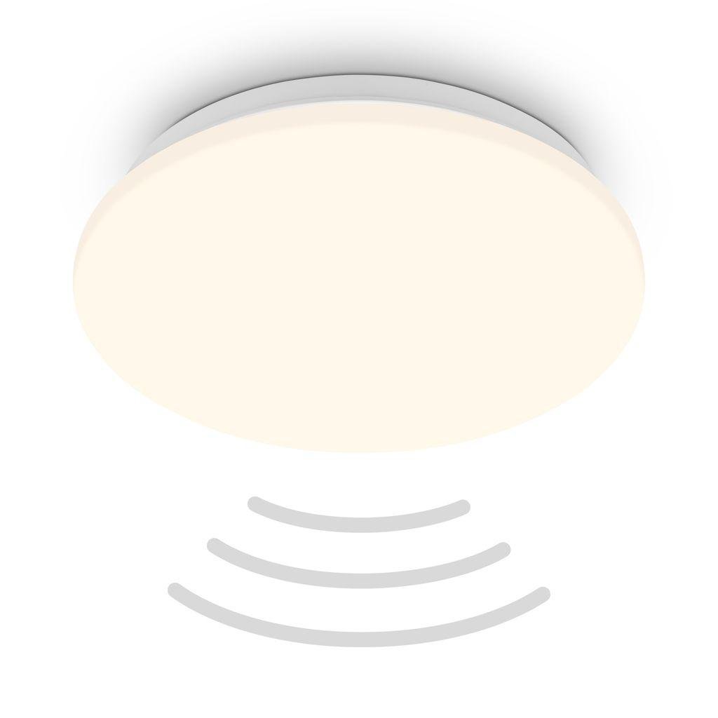 BRILO 3959016 Ugo stropní svítidlo pr.27 cm - 13W, 1300lm, LED, teplá bílá, pohybové čidlo, bílé - BRILO