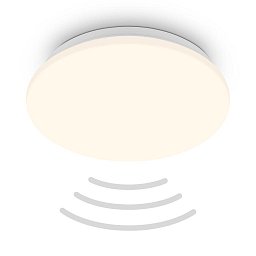 Obrázek pro produkt Ugo stropní svítidlo pr.27 cm - 13W, 1300lm, LED, teplá bílá, pohybové čidlo, bílé - BRILO