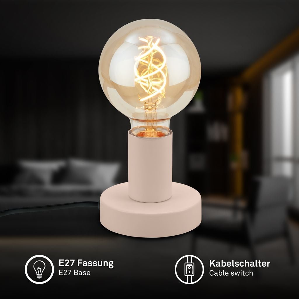 BRILO 7023011 TEEPU stolní lampa - s vypínačem, retro, max. 10W, E27 patice, béžová - BRILO