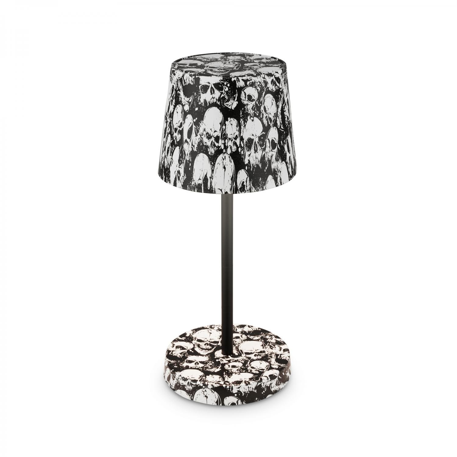 BRILO 7423043 Boano LED stolní lampička bezdrátová IP44, stmívatelné, dotykový vypínač, motiv lebky - BRILO