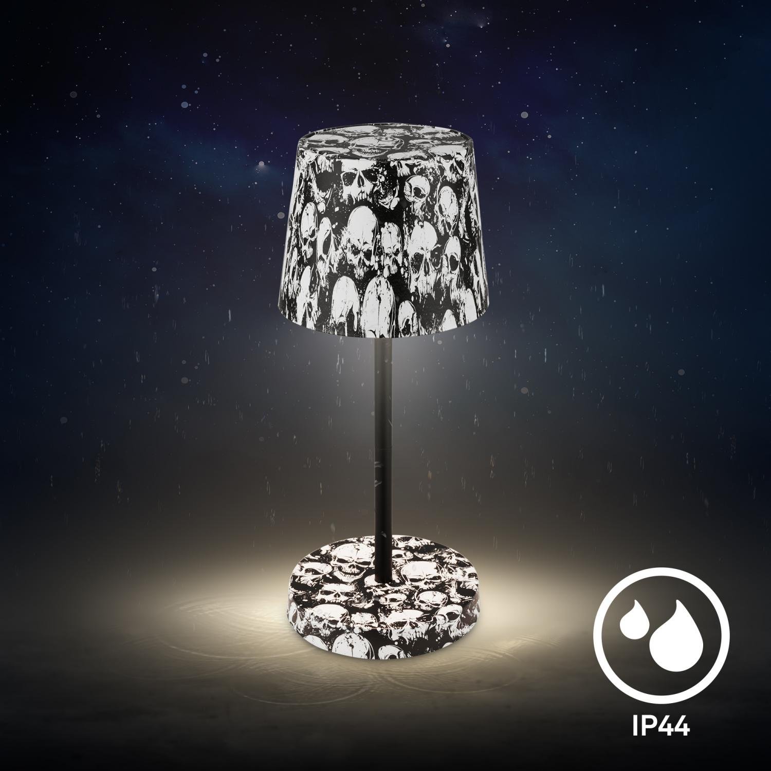 BRILO 7423043 Boja LED stolní lampička bezdrátová IP44, stmívatelné, dotykový vypínač, motiv lebky - BRILO (obrázek 5)