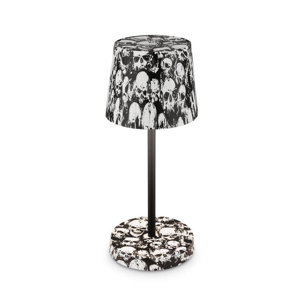 BRILO 7423043 Boja LED stolní lampička bezdrátová IP44, stmívatelné, dotykový vypínač, motiv lebky - BRILO