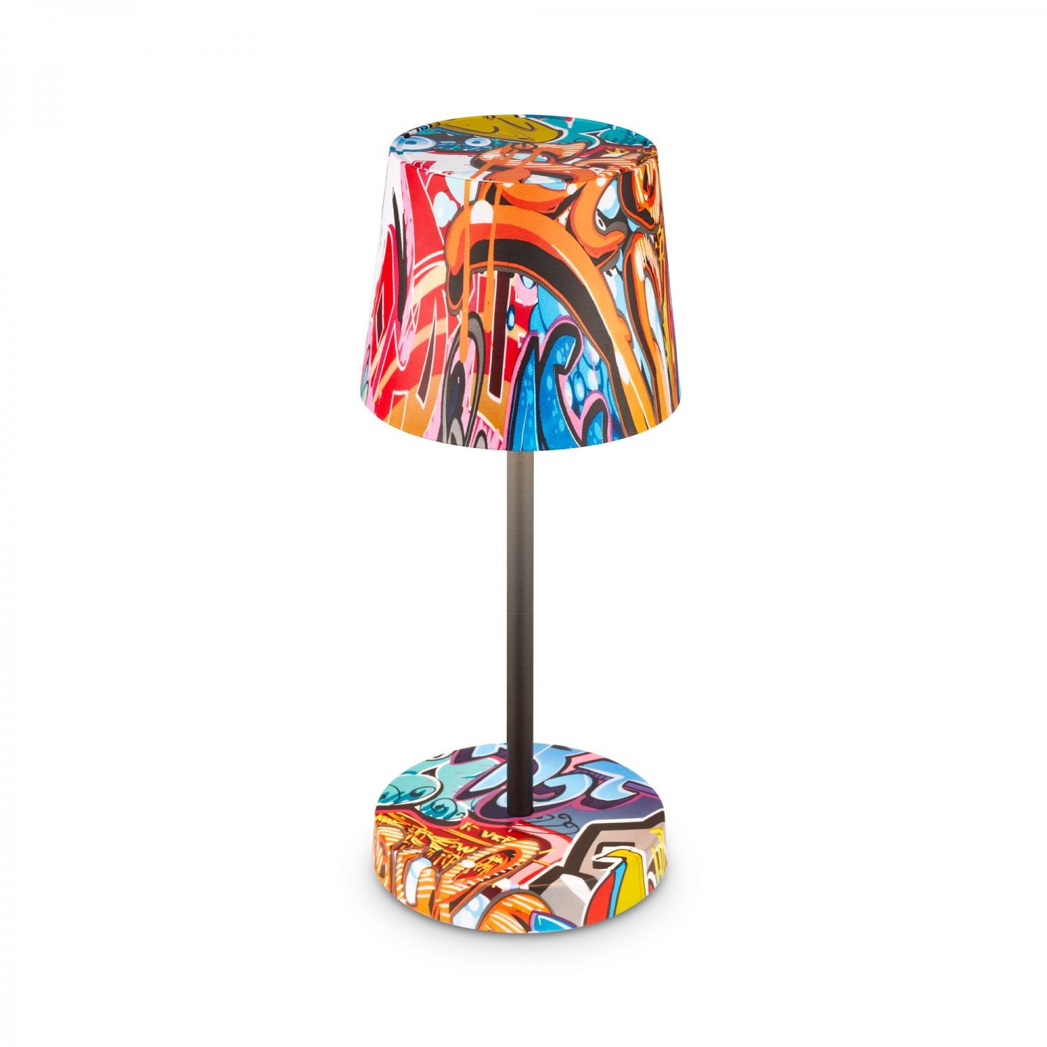 BRILO 7423045 Boano LED stolní lampička bezdrátová IP44, stmívatelné, dotykový vypínač, motiv graffiti - BRILO