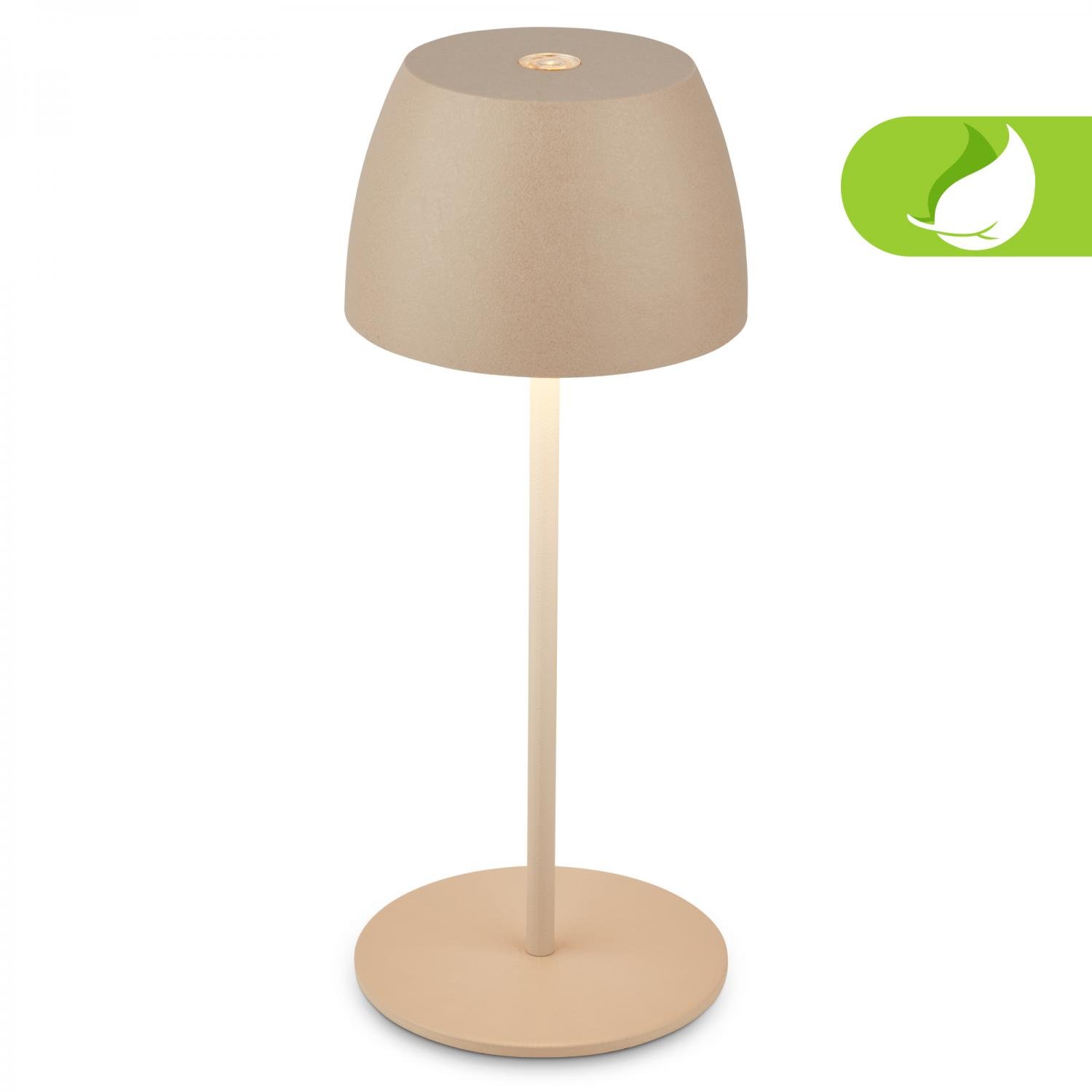 BRILO 7503011 LED nabíjecí stolní lampička Serina Mini, bezdrátová, 20cm, IP44, 2,5W, stmívatelné, dotykový vypínač, béžová - BRILO