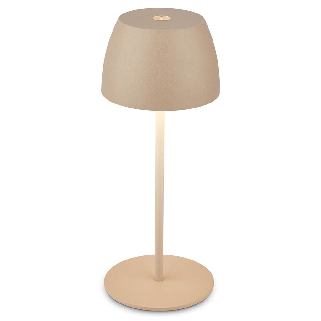 BRILO 7503011 LED nabíjecí stolní lampička Serina Mini, bezdrátová, 20cm, IP44, 2,5W, stmívatelné, dotykový vypínač, béžová - BRILO