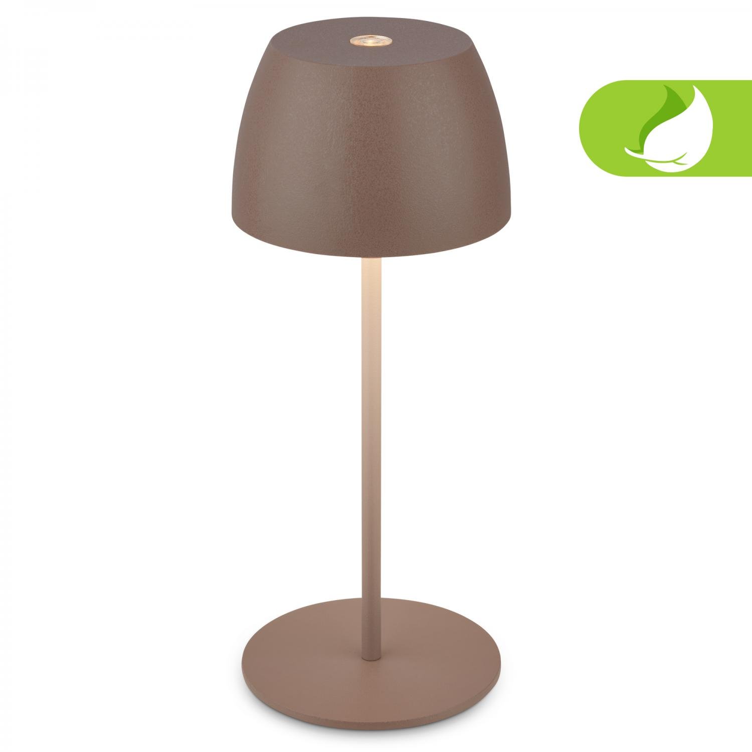BRILO 7503012 LED nabíjecí stolní lampička Serina Mini, bezdrátová, 20cm, IP44, 2,5W, stmívatelné, dotykový vypínač, písková hnědá - BRILO