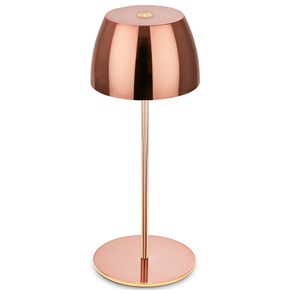 BRILO 7503013 LED nabíjecí stolní lampička Serina Mini, bezdrátová, 20cm, IP44, 2,5W, stmívatelné, dotykový vypínač, měď - BRILO