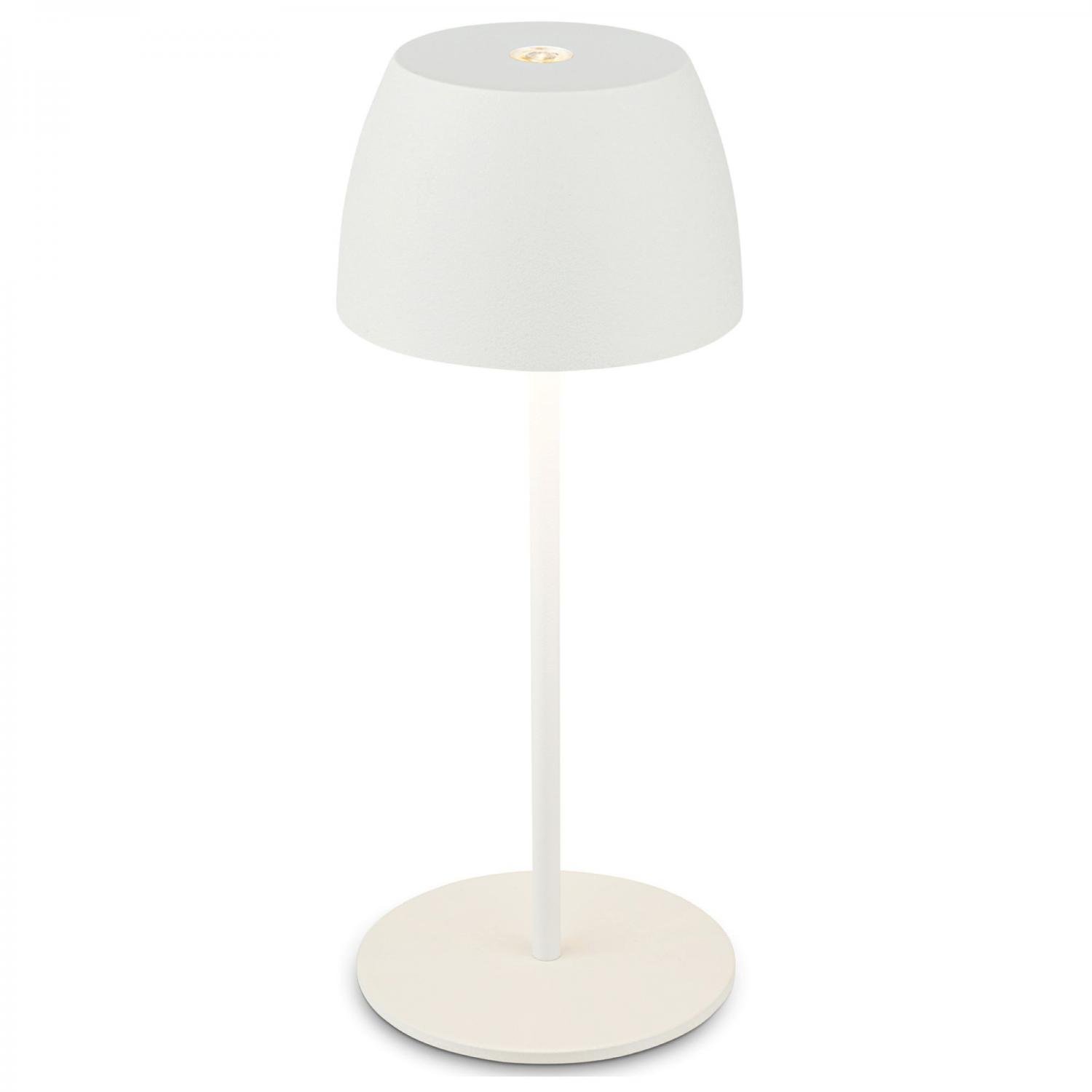BRILO 7503016 LED nabíjecí stolní lampička Serina Mini, bezdrátová, 20cm, IP44, 2,5W, stmívatelné, dotykový vypínač, bílé - BRILO