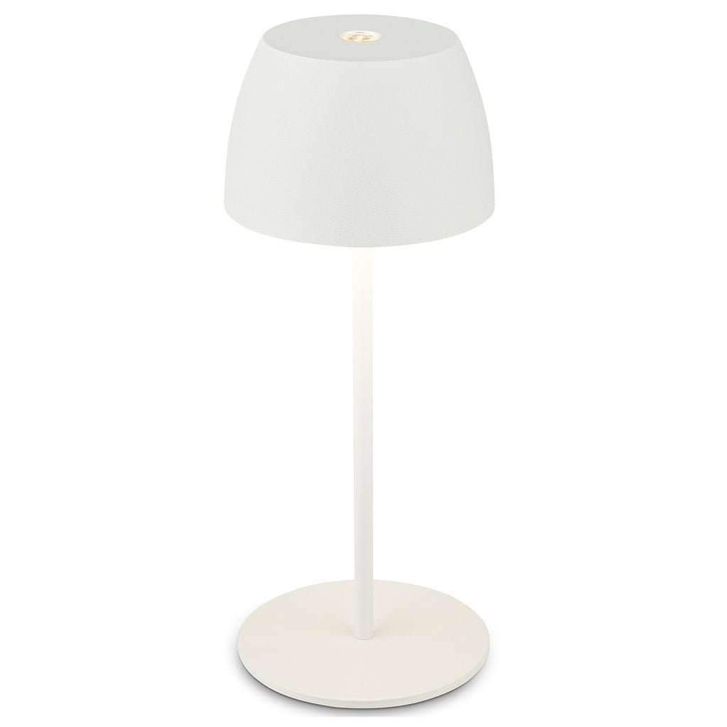 BRILO 7503016 LED nabíjecí stolní lampička Serina Mini, bezdrátová, 20cm, IP44, 2,5W, stmívatelné, dotykový vypínač, bílé - BRILO