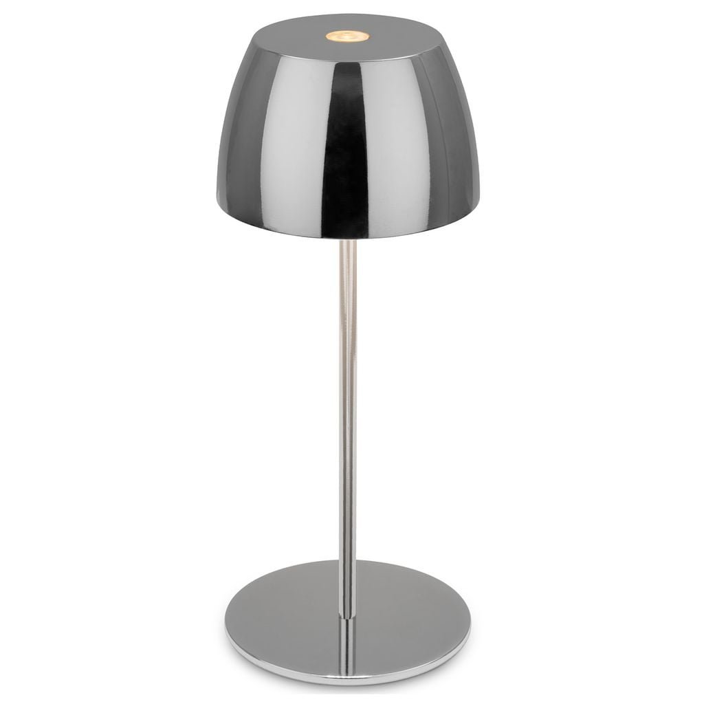 BRILO 7503018 LED nabíjecí stolní lampička Serina Mini, bezdrátová, 20cm, IP44, 2,5W, stmívatelné, dotykový vypínač, chrom - BRILO