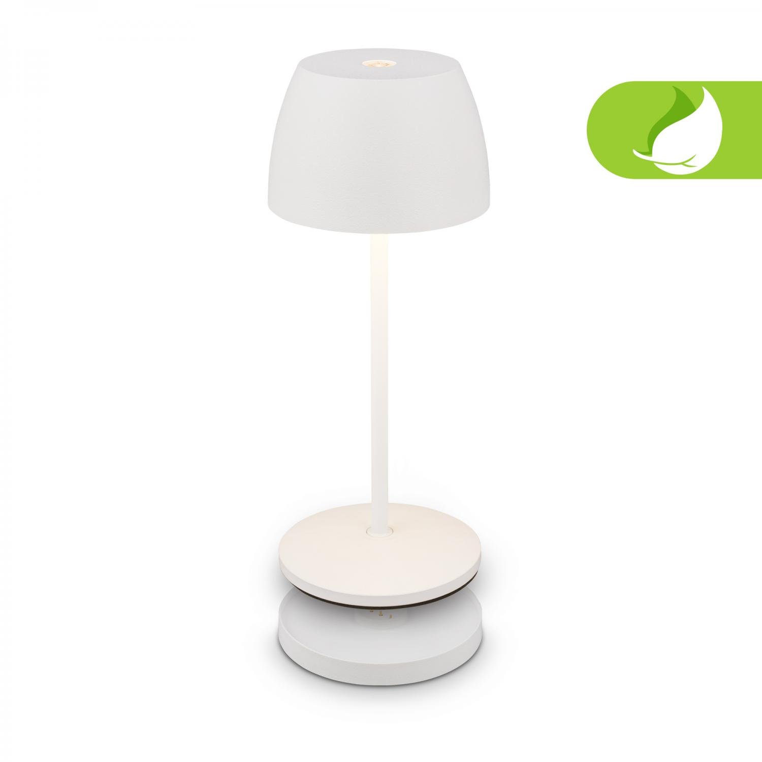 BRILO 7504016 Serina Mini LED stolní lampička bezdrátová IP44, stmívatelné, s nabíjecí základnou, bílé - BRILO