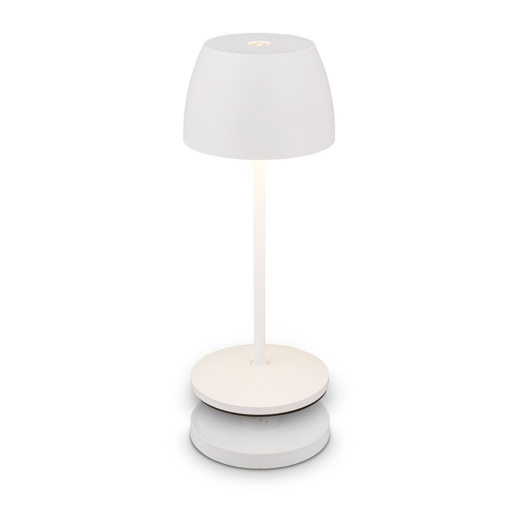 BRILO 7504016 Serina Mini LED stolní lampička bezdrátová IP44, stmívatelné, s nabíjecí základnou, bílé - BRILO