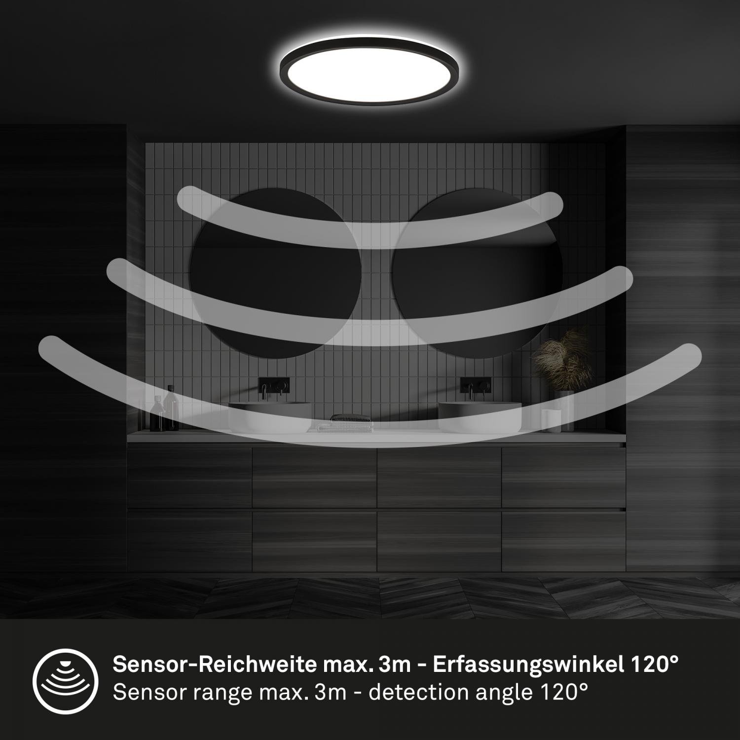 BRILO 7525415 Move LED stropní svítidlo IP44, přímé a nepřímé osvětlení, pohybové čidlo, černá - BRILO (obrázek 4)