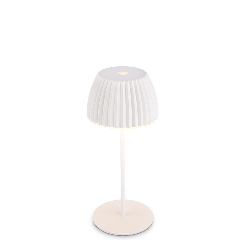 BRILO 7552016 Nabíjecí stolní lampa Riffle Mini - 20 cm, 1,5W, 150lm, bezdrátová, LED, stmívatelné, dotykový vypínač, bílé - BRILO