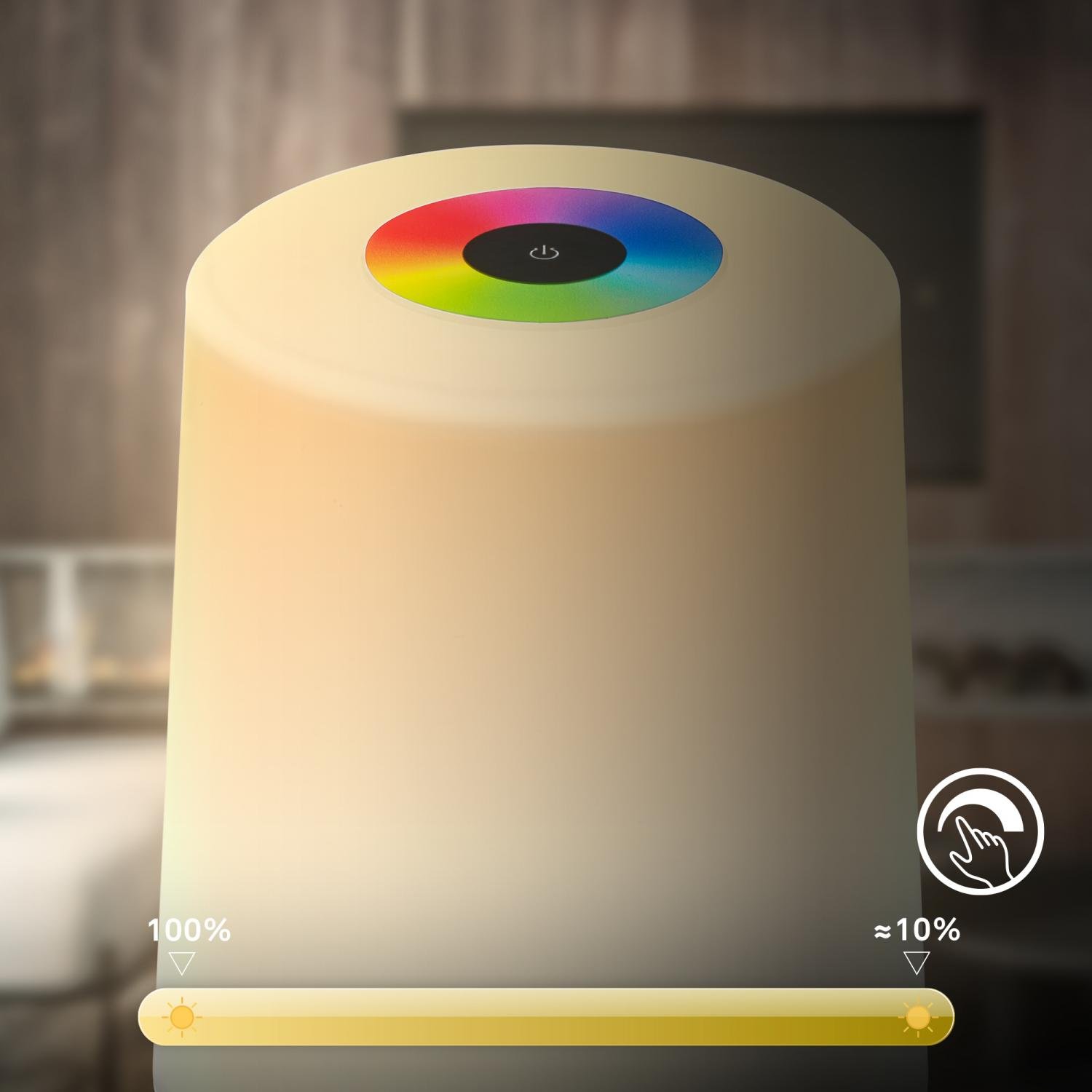 BRILO 7554011 Nubsi stolní lampička - 2,8W, 280lm, nabíjecí, LED, stmívatelné, RGB+W, béžová mat - BRILO (obrázek 4)