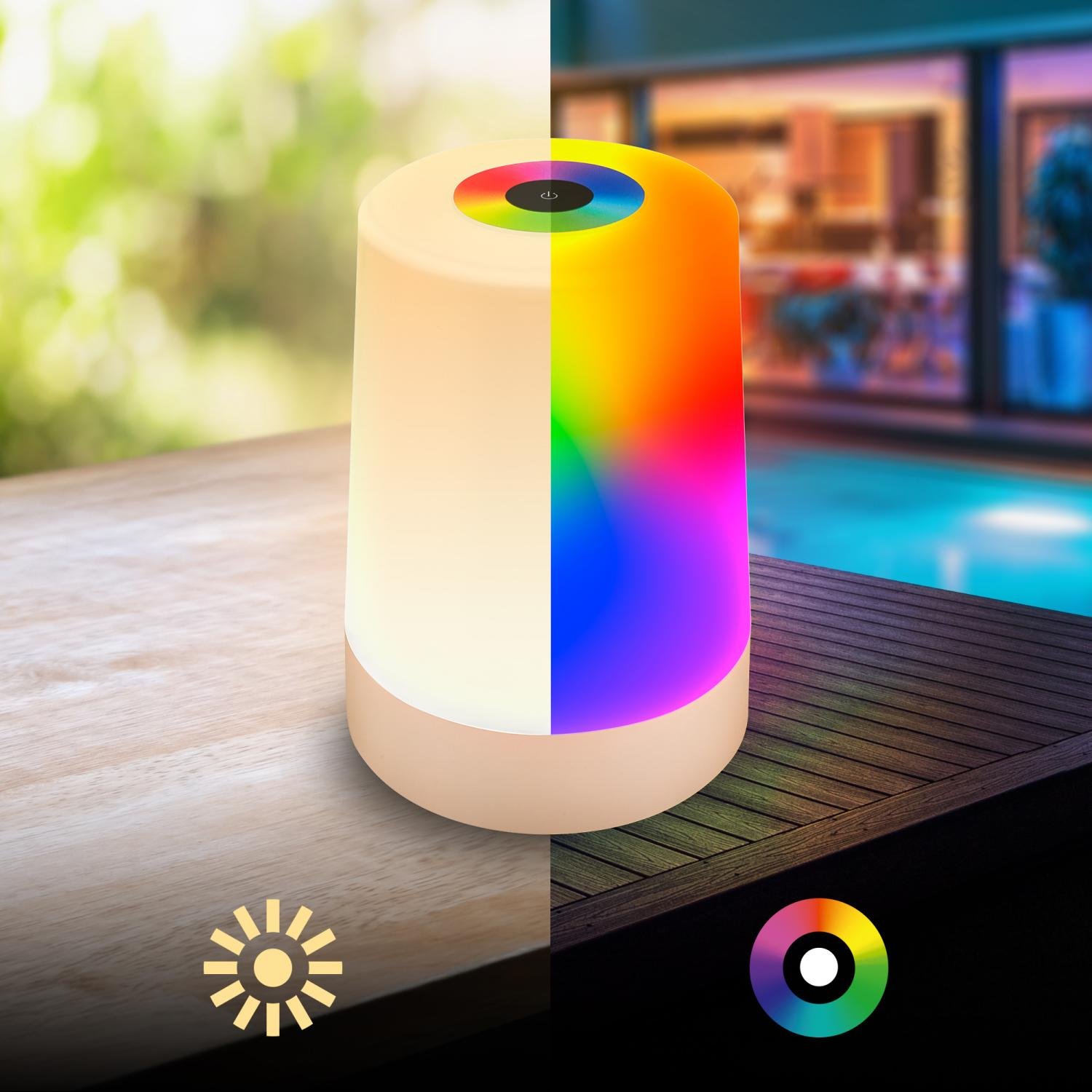 BRILO 7554011 Nubsi stolní lampička - 2,8W, 280lm, nabíjecí, LED, stmívatelné, RGB+W, béžová mat - BRILO (obrázek 7)