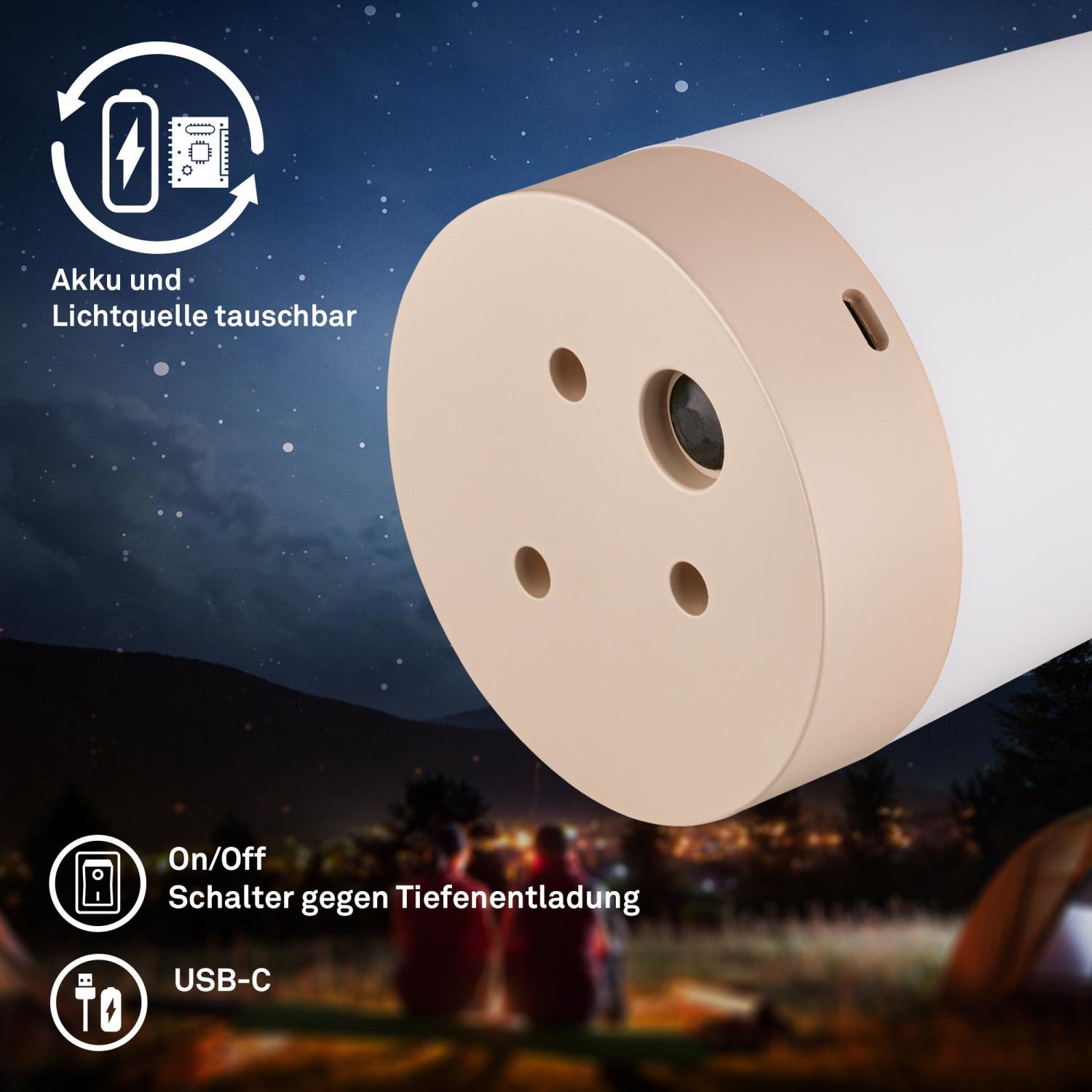 BRILO 7554011 Nubsi stolní lampička - 2,8W, 280lm, nabíjecí, LED, stmívatelné, RGB+W, béžová mat - BRILO (obrázek 14)
