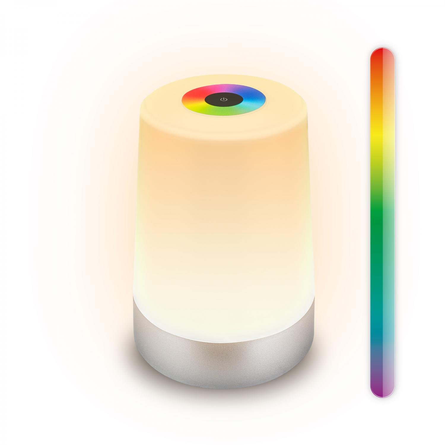 BRILO 7554014 Nubsi stolní lampička - 2,8W, 280lm, nabíjecí, LED, stmívatelné, RGB+W, matný chrom - BRILO