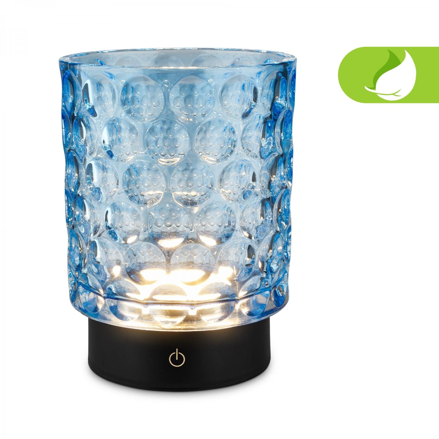 BRILO 7560010 Sunora LED stolní lampička bezdrátová IP44, stmívatelné, dotykový vypínač, modrá - BRILO
