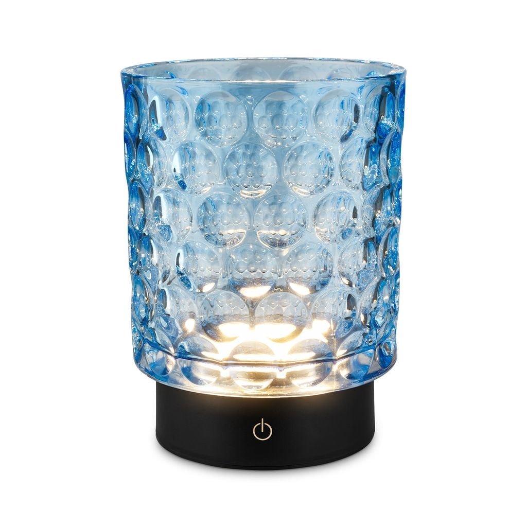 BRILO 7560010 Sunora LED stolní lampička bezdrátová IP44, stmívatelné, dotykový vypínač, modrá - BRILO