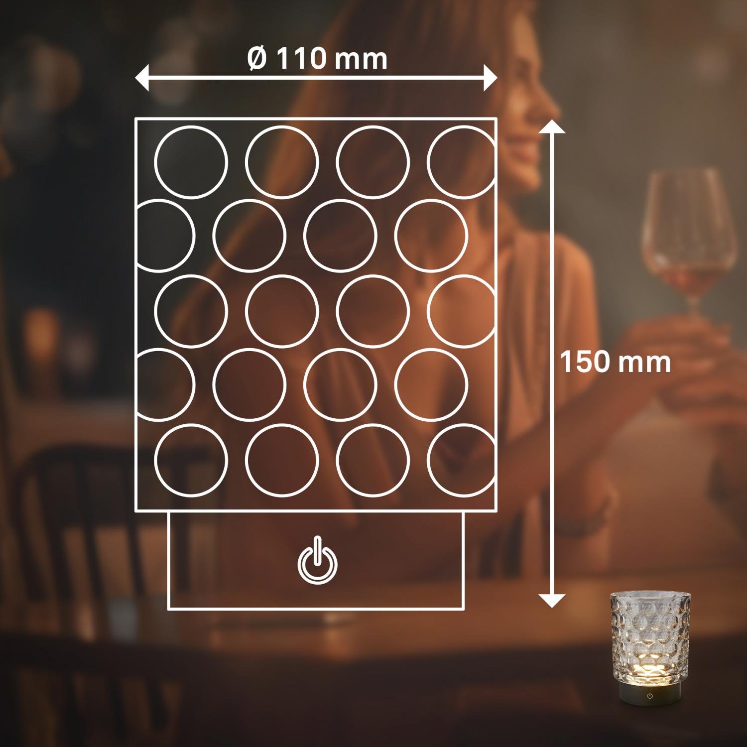 BRILO 7560014 Sunora LED stolní lampička bezdrátová IP44, stmívatelné, dotykový vypínač, šedá - BRILO (obrázek 10)