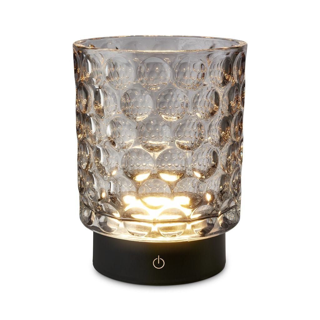 BRILO 7560014 Sunora LED stolní lampička bezdrátová IP44, stmívatelné, dotykový vypínač, šedá - BRILO