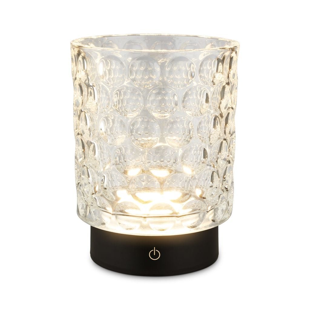 BRILO 7560015 Sunora LED stolní lampička bezdrátová IP44, stmívatelné, dotykový vypínač, čirá - BRILO