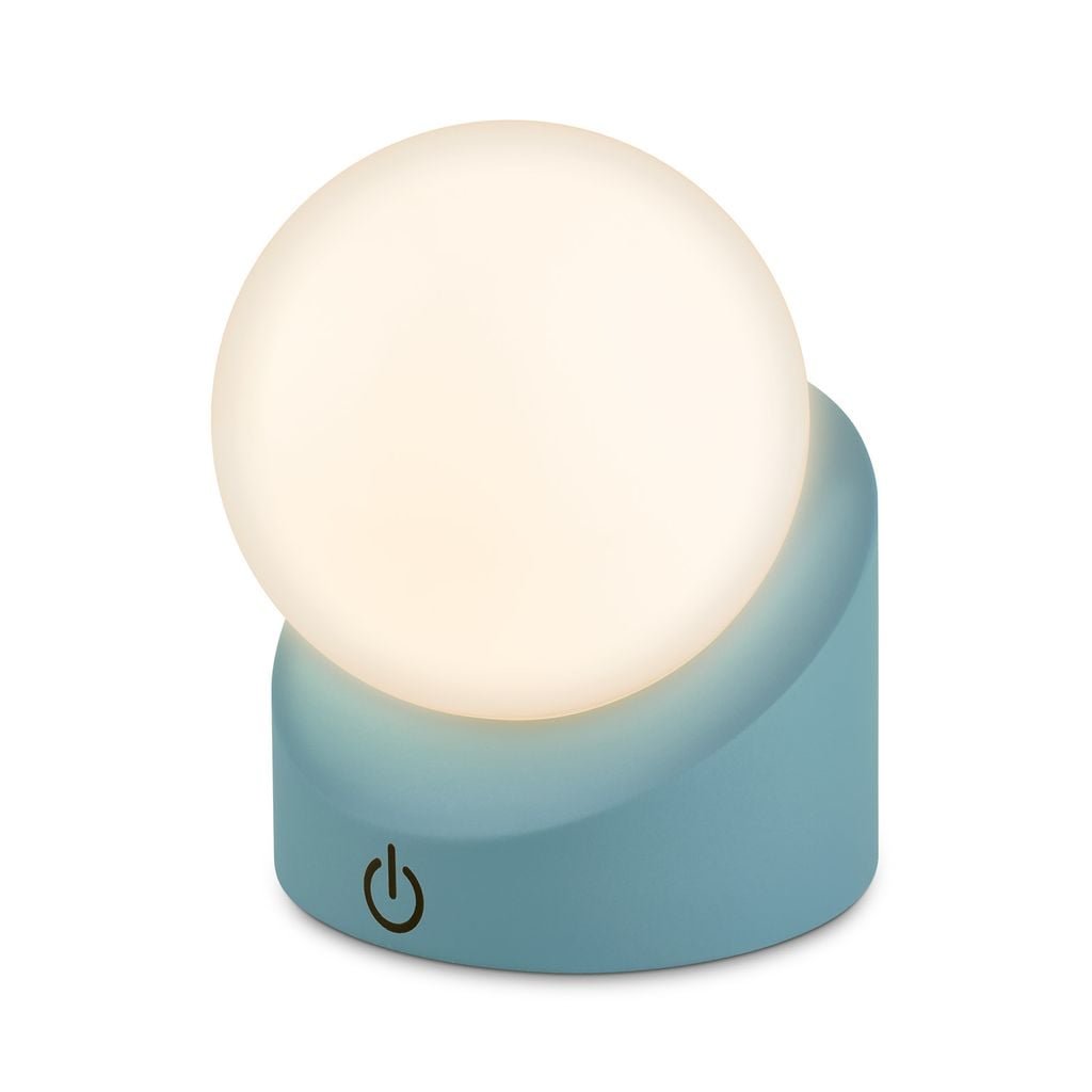 BRILO 7561010 Sora Mini LED stolní lampička bezdrátová IP54, stmívatelné, dotykový vypínač, modrá - BRILO