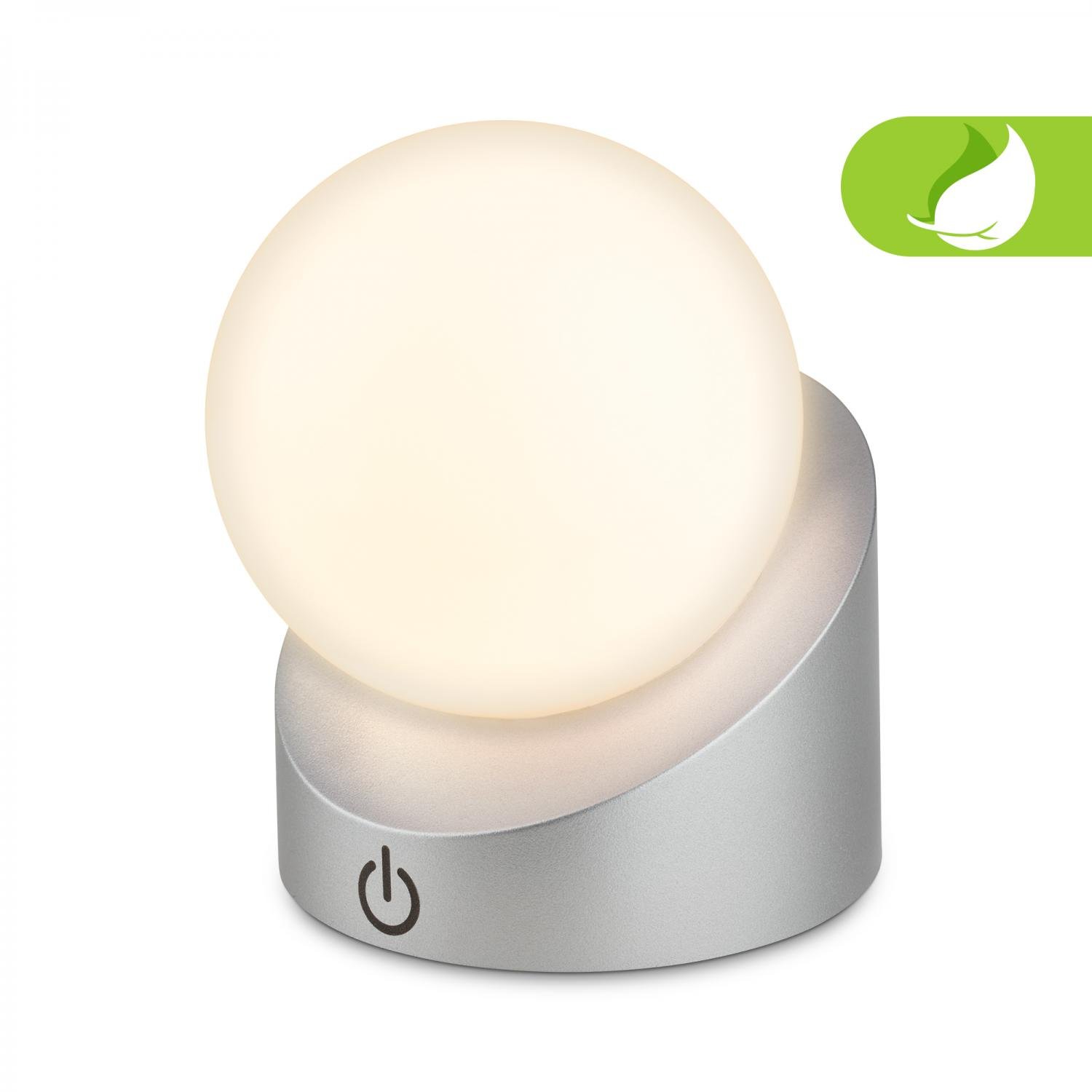 BRILO 7561014 Sora Mini LED stolní lampička bezdrátová IP54, stmívatelné, dotykový vypínač, matný chrom - BRILO