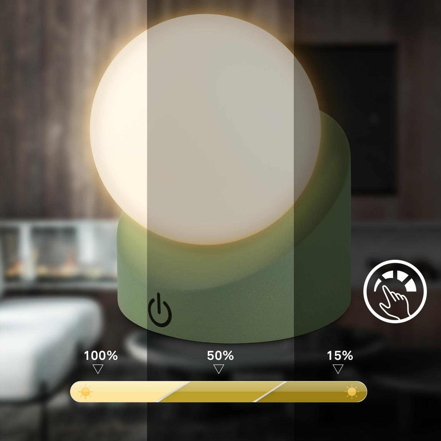 BRILO 7561019 Sora Mini LED stolní lampička bezdrátová IP54, stmívatelné, dotykový vypínač, zelená - BRILO (obrázek 6)
