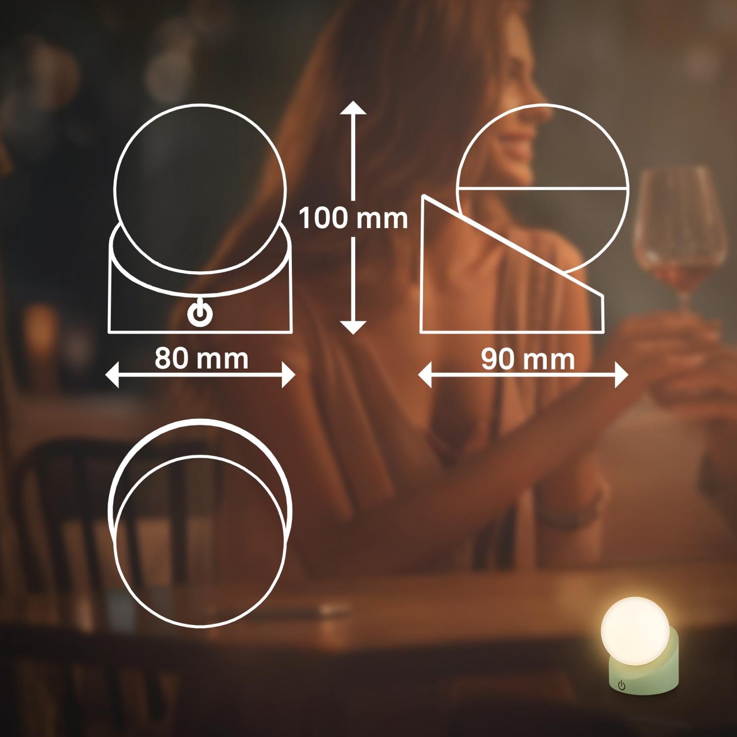 BRILO 7561019 Sora Mini LED stolní lampička bezdrátová IP54, stmívatelné, dotykový vypínač, zelená - BRILO (obrázek 10)