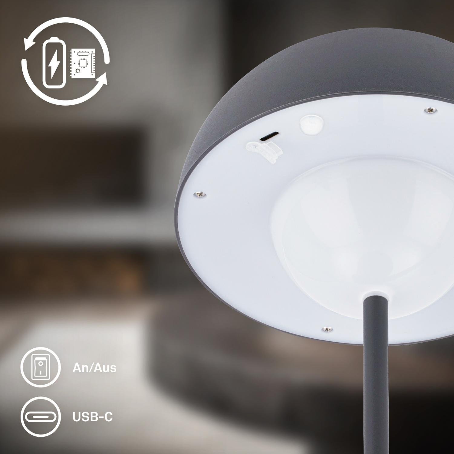 BRILO 7578015 Kugle stolní lampička - 3W, 250lm, bezdrátová, LED, stmívatelné, dotykový vypínač, teplá bílá, antracit - BRILO (obrázek 5)