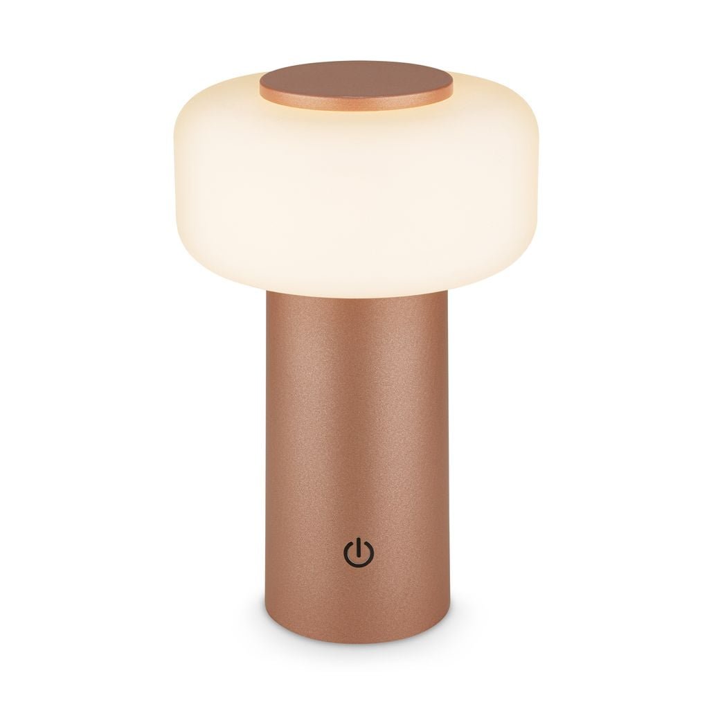 BRILO 7580014 Juna stolní lampa - 1,8W, 210lm, nabíjecí, LED, stmívatelné, dotykový vypínač, teplá bílá, kávová - BRILO