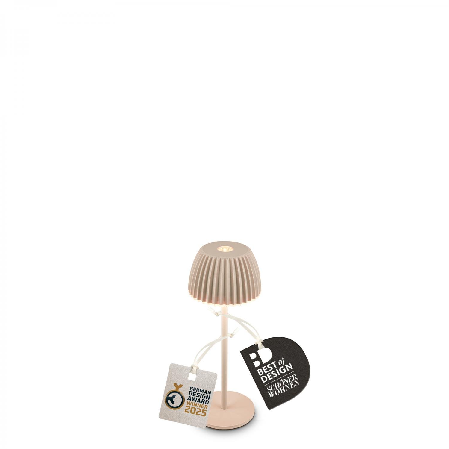 BRILO 7581011 Riffle Nano stolní lampička - 1,5W, 130lm, nabíjecí, LED, stmívatelné, dotykový vypínač, German design Award Winner 2025, béžová - BRILO