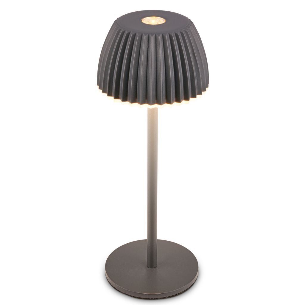 BRILO 7581015 Riffle Nano stolní lampička - 1,5W, 130lm, nabíjecí, LED, stmívatelné, dotykový vypínač, German design Award Winner 2025, antracit - BRILO