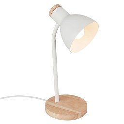 Obrázek pro produkt BRILONER Prep stolní lampička - s vypínačem, E14 patice, max. 10W, bílá / dřevo 7659016