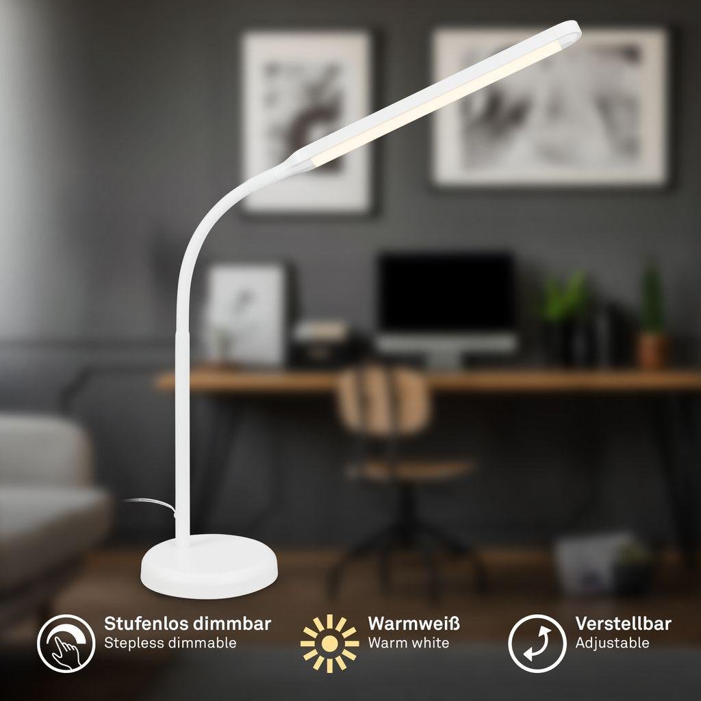 BRILO 7660016 Mura stolní lampička - 6W, 600lm, LED, stmívatelné, dotykový vypínač, nastavitelné, bílá - BRILO (obrázek 3)