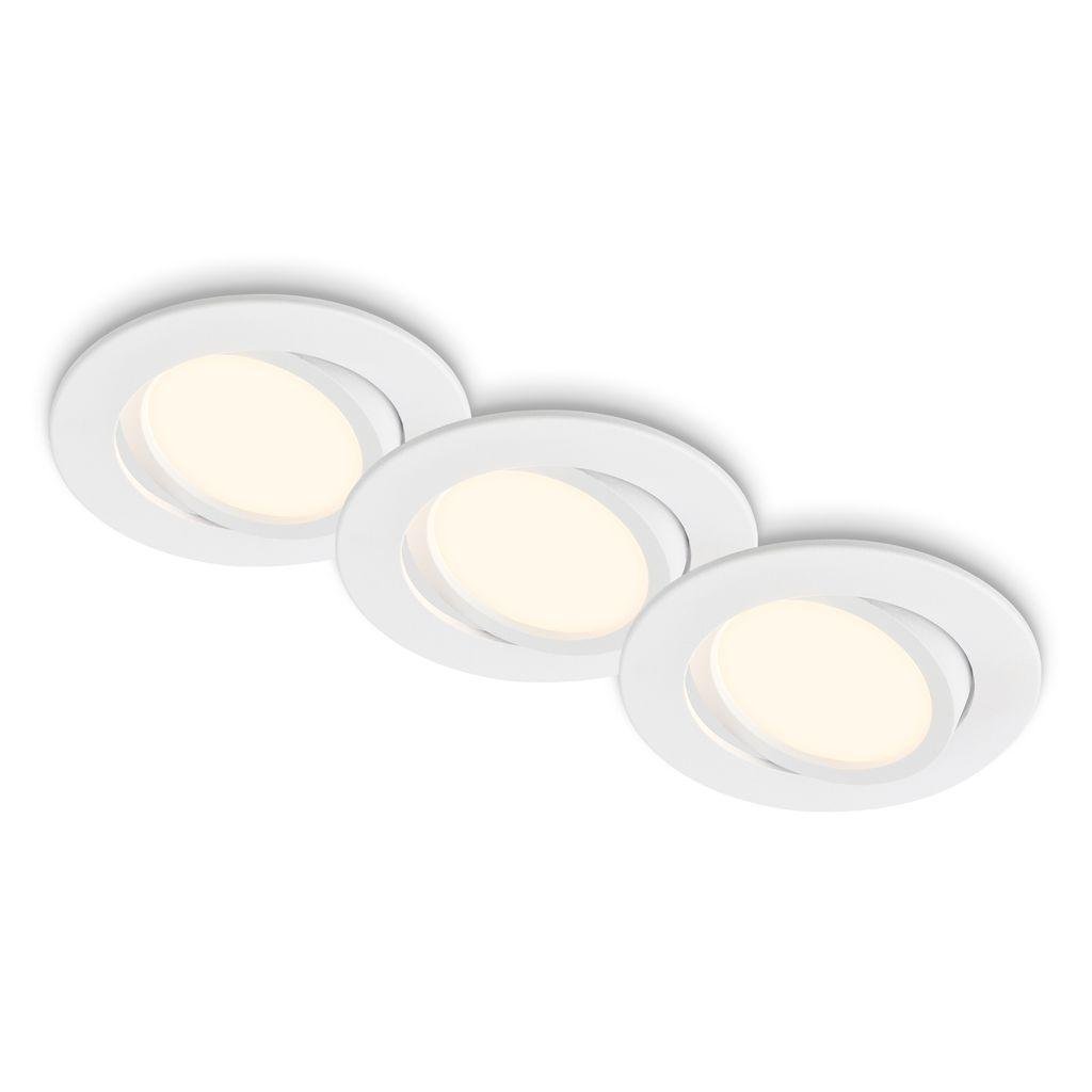 BRILO 7663036 Piwo vestavná svítidla 68mm 3ks sada - 230V, 4,7W, 400lm, nastavitelné, teplá bílá, bílá - BRILO