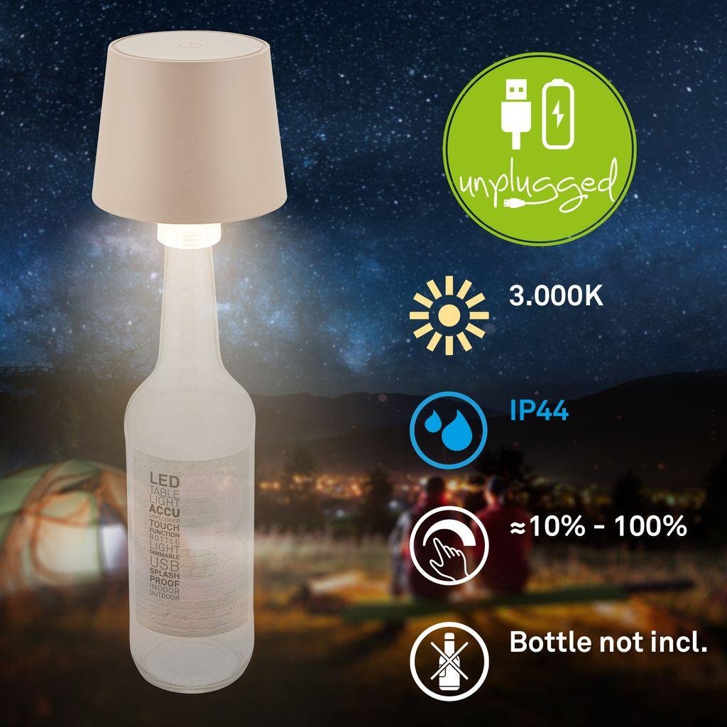 BRILO 7709011 Bota lampička na láhev - 1,8W, 120lm, nabíjecí, LED, stmívatelné, teplá bílá, béžová - BRILO (obrázek 5)