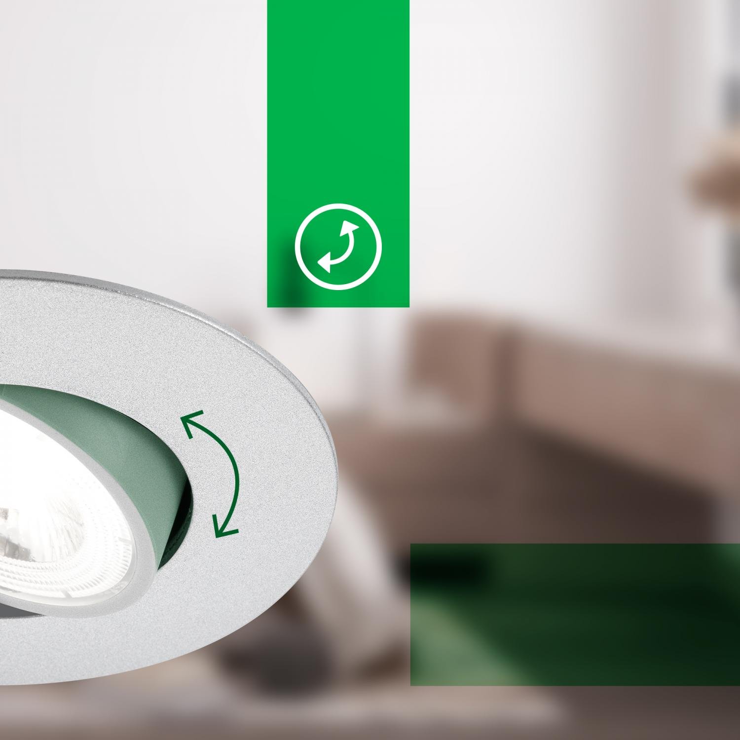 BRILO 7989034 3ks sada LED vestavné bodové svítidlo EEK A  2W, 230V, nastavitelné, ultraploché, 90mm, matný chrom - BRILO (obrázek 4)