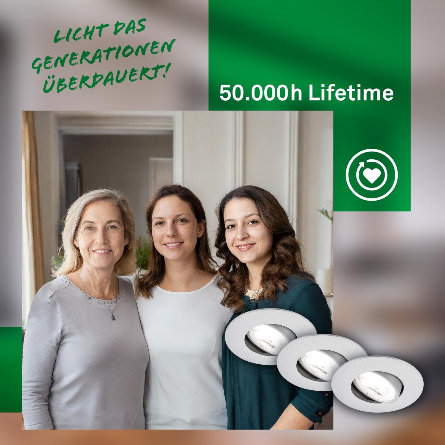 BRILO 7989034 3ks sada LED vestavné bodové svítidlo EEK A  2W, 230V, nastavitelné, ultraploché, 90mm, matný chrom - BRILO (obrázek 6)