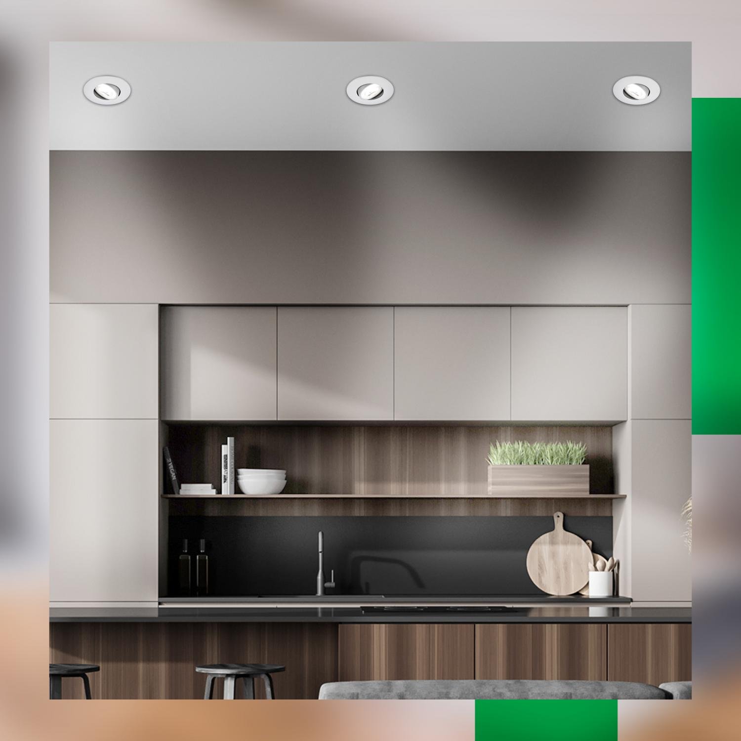 BRILO 7989034 3ks sada LED vestavné bodové svítidlo EEK A  2W, 230V, nastavitelné, ultraploché, 90mm, matný chrom - BRILO (obrázek 8)