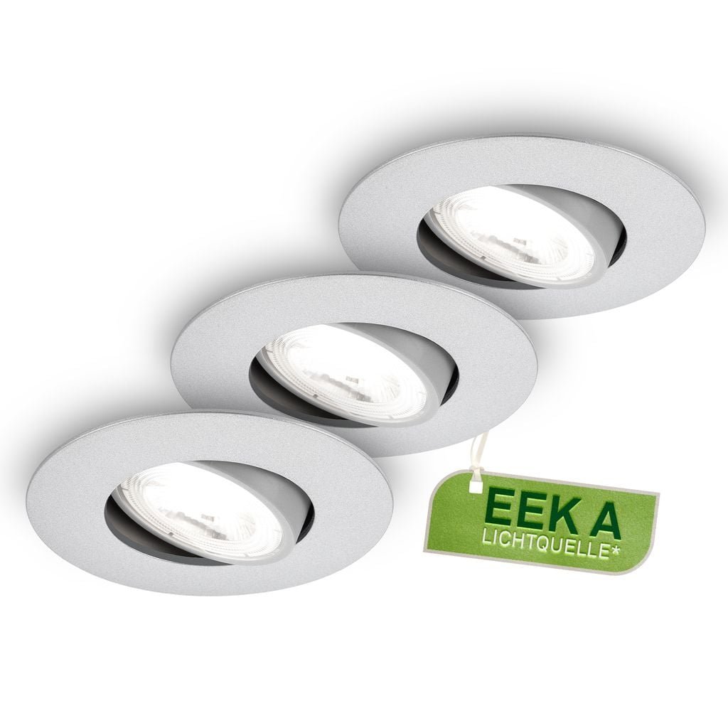BRILO 7989034 3ks sada LED vestavné bodové svítidlo EEK A  2W, 230V, nastavitelné, ultraploché, 90mm, matný chrom - BRILO