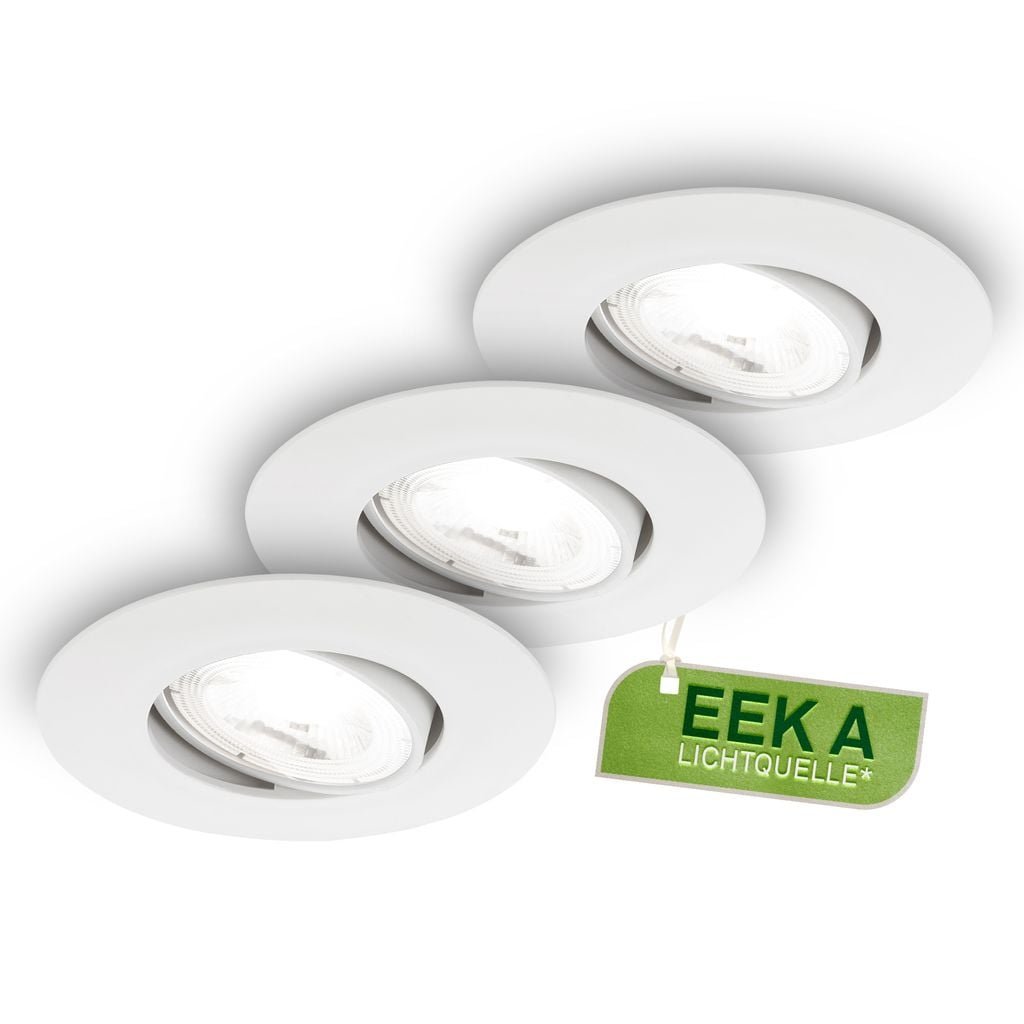 BRILO 7989036 3ks sada LED vestavné bodové svítidlo EEK A 90mm, nastavitelné, ploché, 2W, 4000K, bílé - BRILO