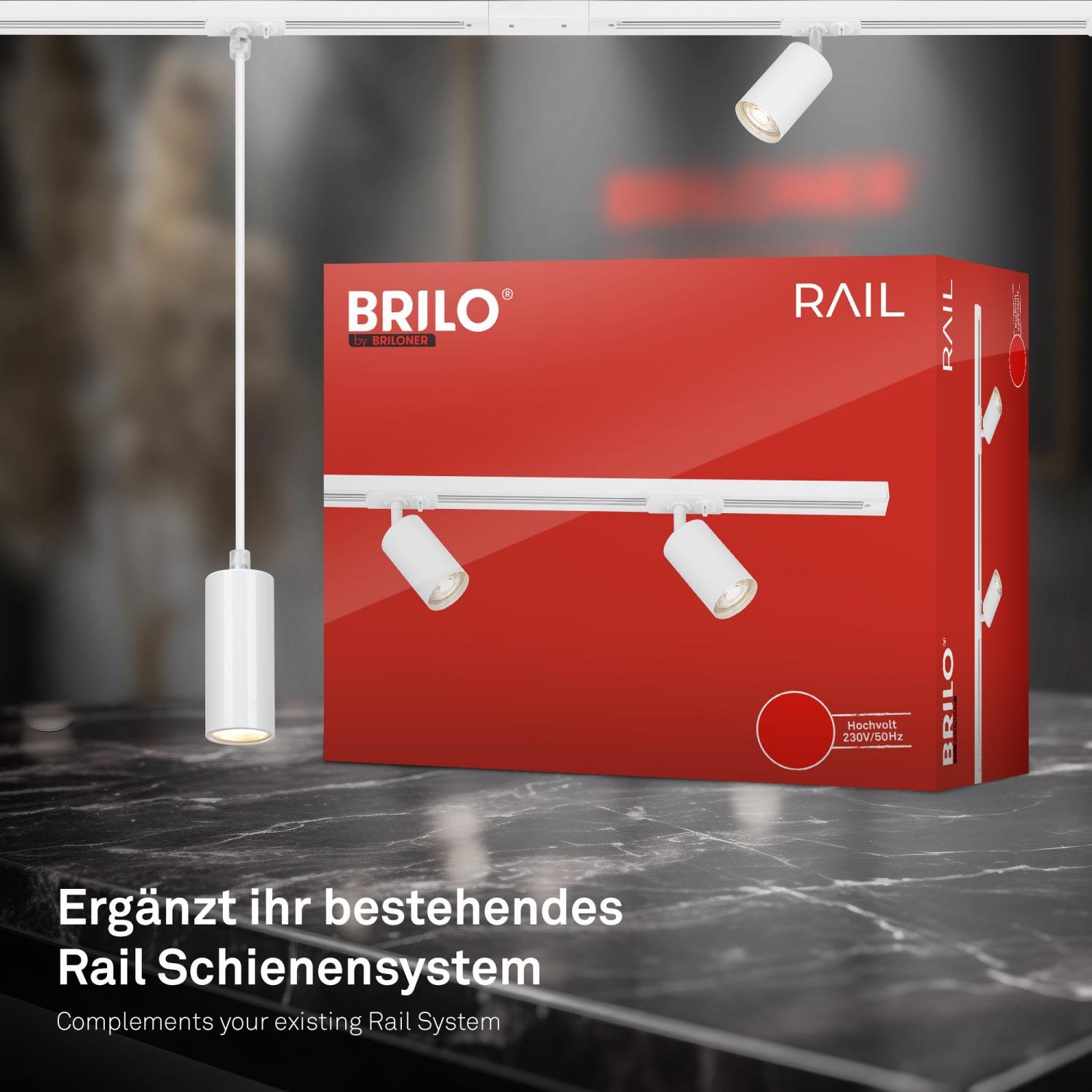 BRILO 8005016 LED spot GU10 lištový systém 230V – vysokonapěťový, 13,8cm, otočný/nastavitelný, bílý - BRILO (obrázek 7)