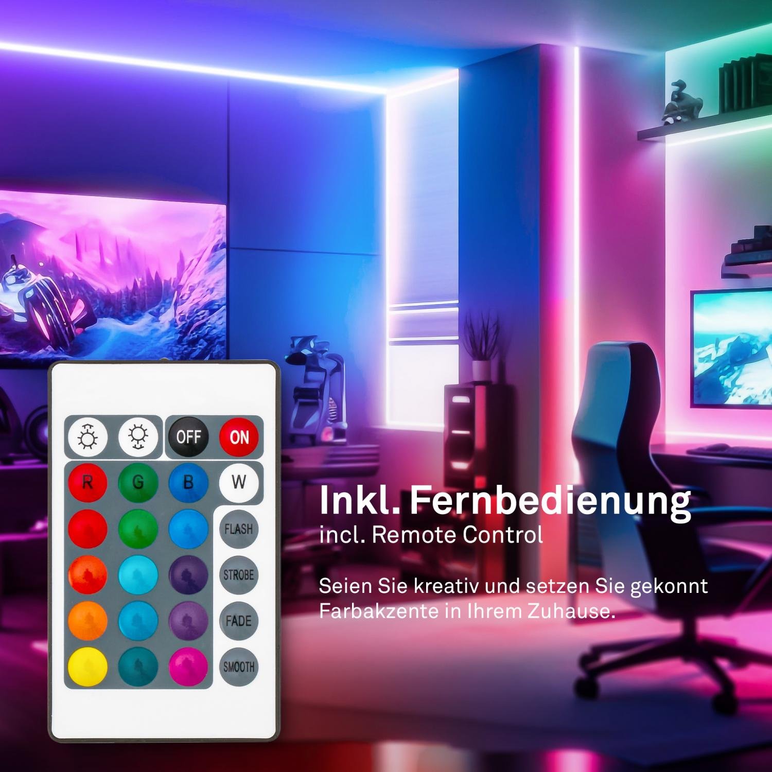 BRI 2153192 Pimp Your Stripe startovací sada LED pásek 2m, RGB+W, dálkový ovladač - BRILONER (obrázek 6)