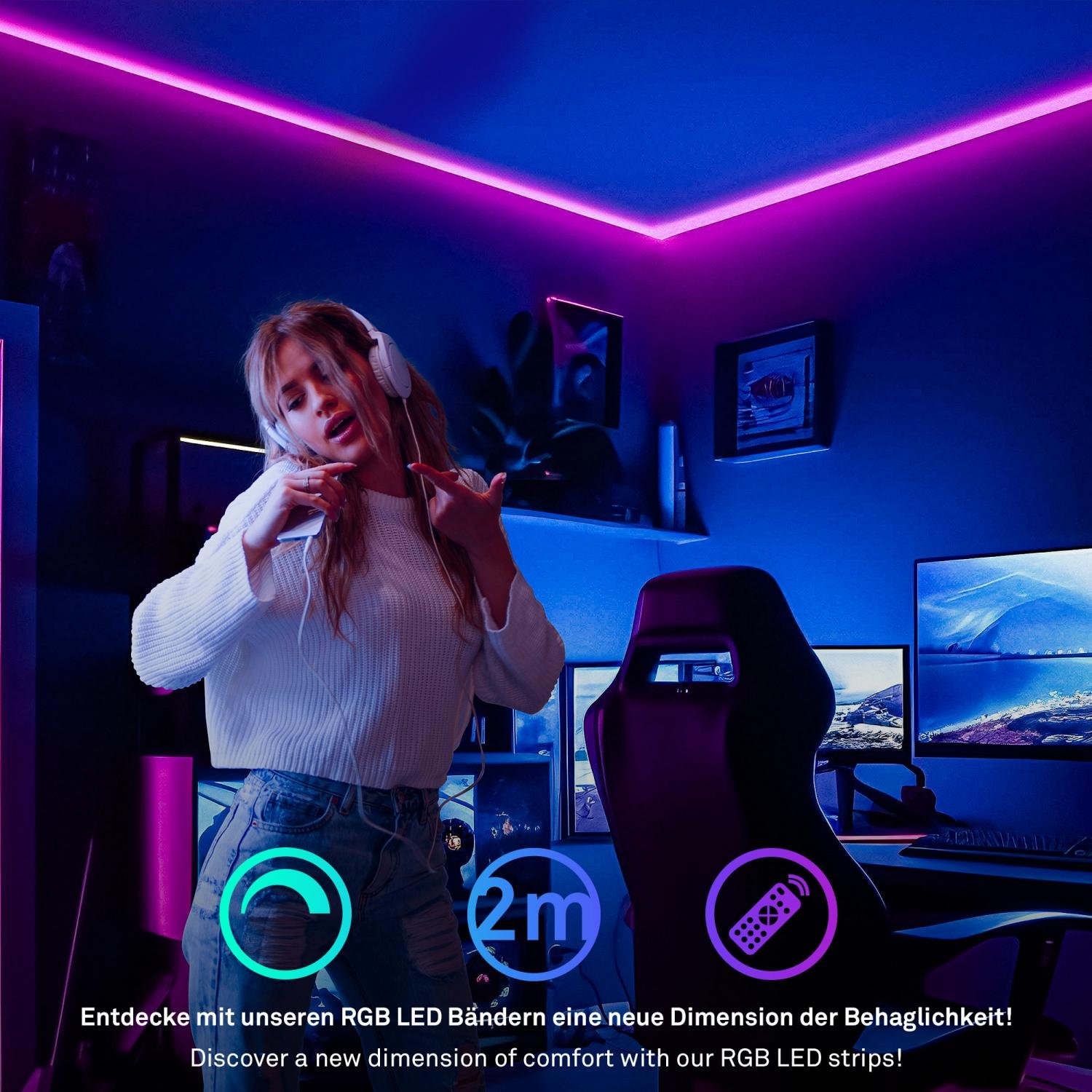 BRI 2153192 Pimp Your Stripe startovací sada LED pásek 2m, RGB+W, dálkový ovladač - BRILONER (obrázek 9)