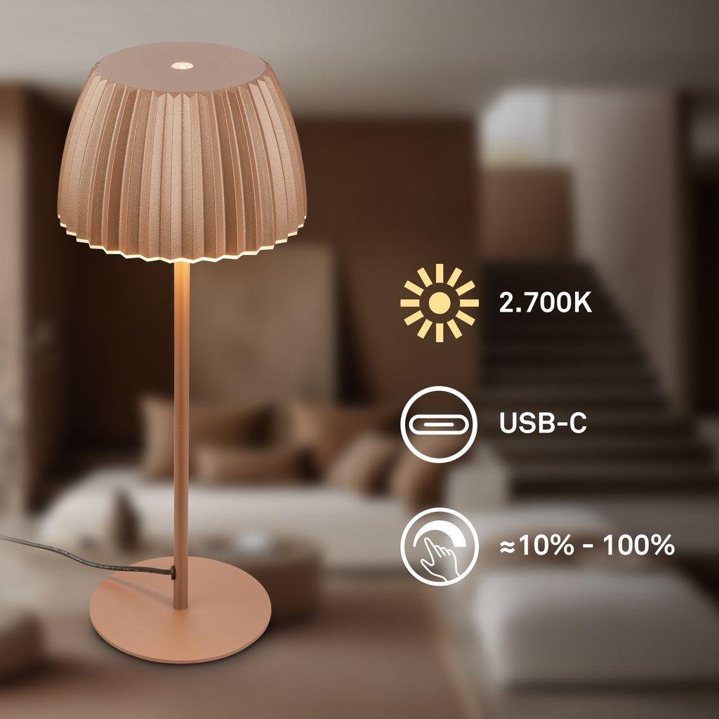 BRI 7625017 Loca stolní lampa - 8W, 800lm, LED, dotykový vypínač, stmívatelná, teplá bílá, kávová - BRILONER (obrázek 4)